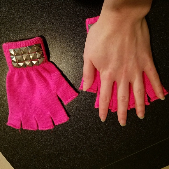Fluorescent Pink Fingerless Gloves